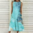 thumbnail image 1 of SMihono Robe d'Été pour Femmes Grande Taille Mode Femmes Été Décontractée Imprimé Poche Sans Manches Ample Longue Robe, 1 of 8