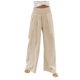thumbnail image 1 of Pantalones largos SCZ de pierna ancha lino algodón cintura alta sueltos casuales mujer caqui S, 1 of 7