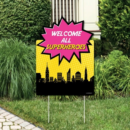 BAM! Girl Superhero - Party Decorations - Birthday Party or Baby Shower Welcome Yard Sign