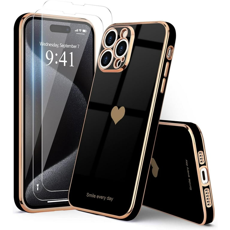 iPhone15 / black 【dress HEART 】 Love-Heart Luxury Case for Apple iPhone 15 Pro Max Heart
