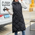 thumbnail image 5 of comerut Women Winter Vest Padded Zipper Sleeveless Hooded Solid Color Keep Warm Thick Midi Length Winter Down Coat for Daily Wear, 5 of 7