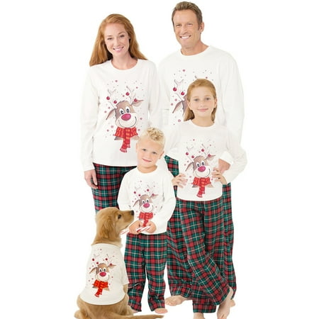 

Peyakidsaa Matching Family Christmas Deer Pajamas Xmas Pjs Women Men Plaid Holiday Sleepwear