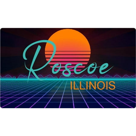 

Roscoe Illinois 4 X 2.25-Inch Fridge Magnet Retro Neon Design