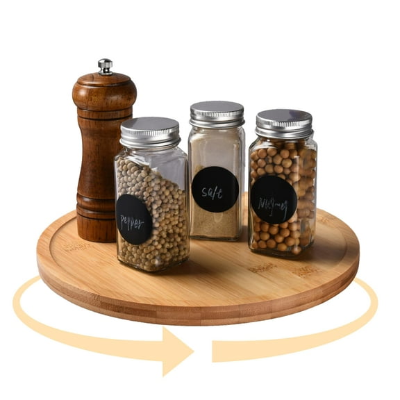 Prosumer's Choice Bamboo Lazy Susan Spinning Organizer Turntable - 10x10-Inch Revolving Condiment and Spice Rack - Multipurpose Rotating Bamboo Wood Organizer for Kitchen Countertop or Bathrooms