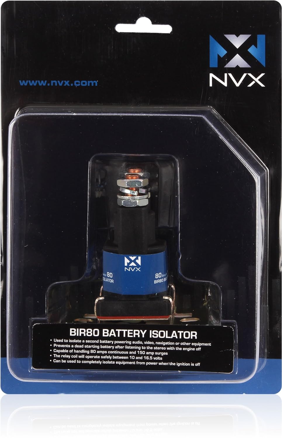 NVX BIR80 80 AMP Battery Relay Isolator and Relay for Cars, RVs, ATVs, UTVs, and Boats