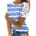 thumbnail image 1 of Birdeem Blouses pour Femmes Impression Manches Courtes Col Rond Chandail Dentelle Hauts Chemises Blouse, 1 of 12