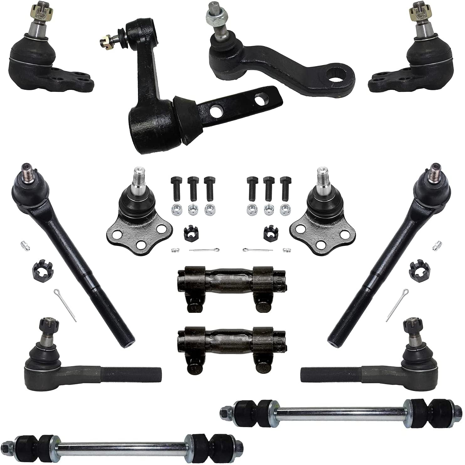 Sway Bar Links 11PC Front Upper and Lower Ball Joints Pitman Arm for 2000 2001 Dodge Ram 1500-2WD Inner and Outer Tie Rod Ends Detroit Axle