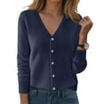 thumbnail image 2 of idosla Cardigan Sweaters for Women Casual Long Sleeve Open Front Button Down Knit Outwear Soft Comfy Fashion Clothes (Navy, XL), 2 of 4