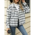 thumbnail image 7 of Cuteduck Women Plaid Fashion Jacket Button Up Long Sleeve Fall Casual Dressy Loose Coat with Pockets S-XL, 7 of 7