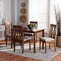 Baxton Studio Kasia Modern and Contemporary Grey Fabric Upholstered and Walnut Brown Finished Wood 5-Piece Dining Set