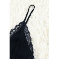 thumbnail image 4 of ABPHQTO Top de tirantes de espagueti negro con volante anudado y encaje de ganchillo para mujer, 4 of 5