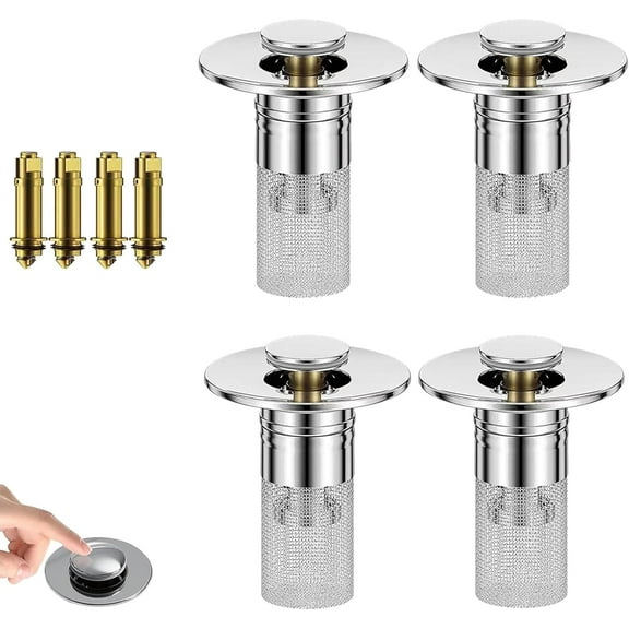 Wildspress Sink Stopper, Wildspress Drain Plug, Sink Plug Hair Trap, Stainless Steel Floor Drain Filter, Bathroom Strainer Hair Catcher (4pcs)