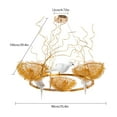thumbnail image 2 of 3-Light Bird Nest Chandelier Ceiling Lamp LED Creative Pendant Lamp Lighting Fixture Gold, 2 of 12