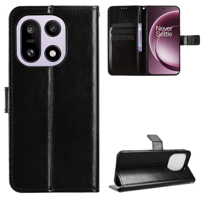 Funda tipo libro para OnePlus 15 5G, cartera todo‑en‑uno, funda multifuncional con tarjetero y correa de muñeca desmontable
