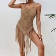 thumbnail image 2 of Quinlirra Women's Beach Cover Ups One Piece Fashion Sexy Comfy Solid Color Vent Sling Hollow Out Tassel Dress, 2 of 4