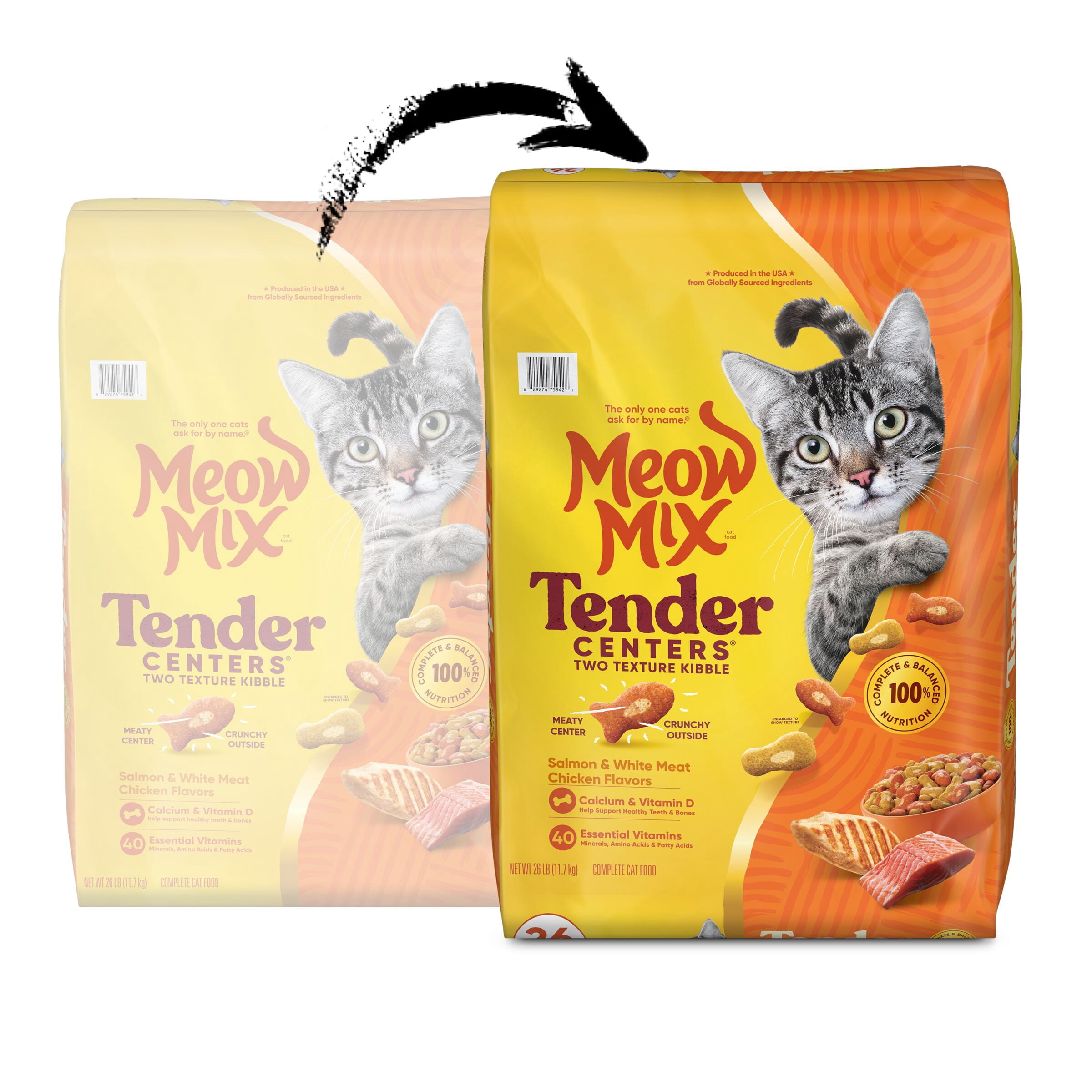 Meow Mix Tender Centers Dry Cat Food, Salmon & White Meat Chicken Flavors, 26 lb Bag