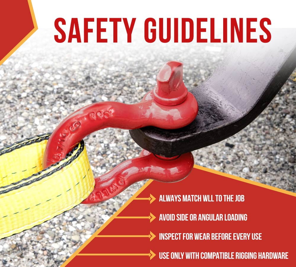 4 Pack Crosby S-209 7/16" Anchor Shackle Carbon Steel w/Alloy Screw Pin 3,300 lbs WLL, Red Painted Heavy Duty D Ring Shackle for Towing, Rigging & Vehicle Recovery, 1018446