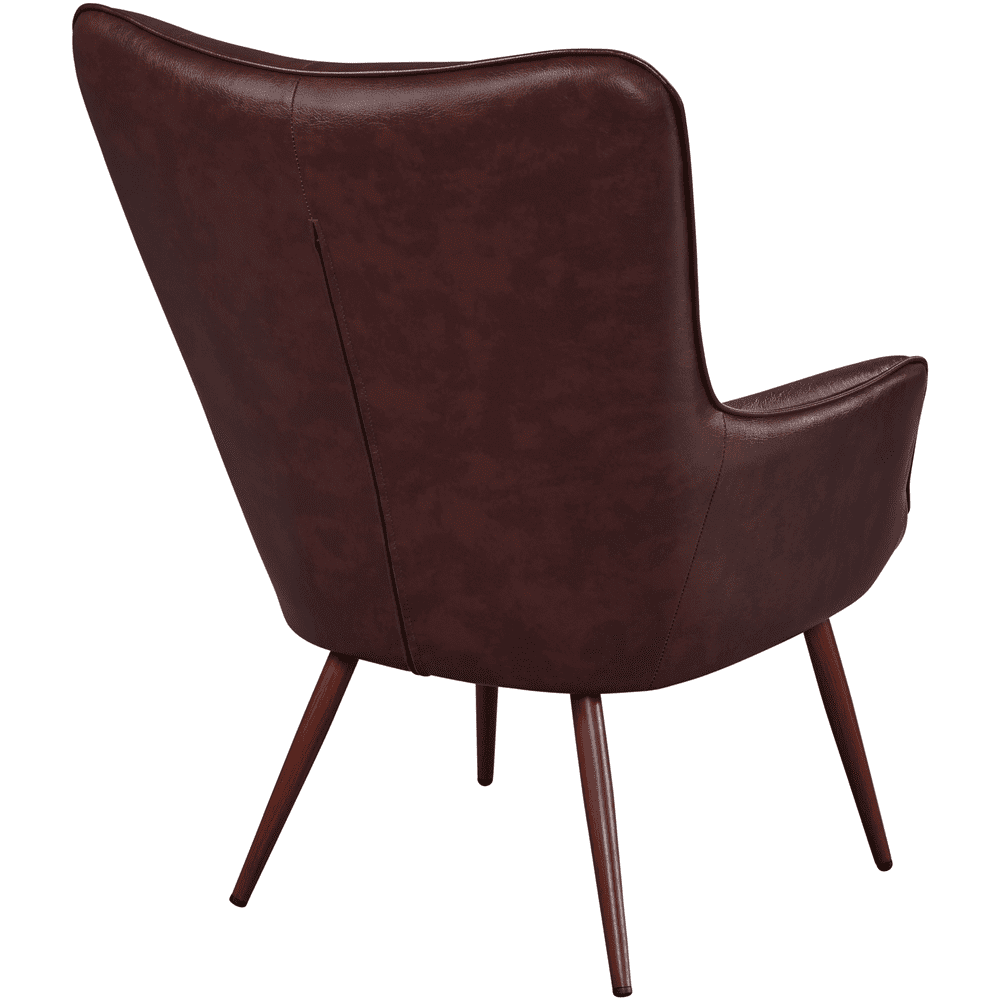 Alden Design Mid-Century Modern Faux Leather Wingback Accent Chair for Livingroom, Chestnut Brown