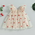 thumbnail image 2 of Robe Ligne A pour Bébé Fille Princesse Manches Volantes Col en V Papillon Robe de Soirée Robe d'Été, 2 of 7