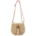 thumbnail image 1 of Compradores Informales para Mujeres Bolsillo Satchel Cruzada Paja Con Borla, 1 of 9