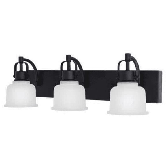 Rockhill 22.07 in. 3-Light Black LED Industrial Bathroom Vanity Light Dark LED