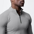 thumbnail image 3 of VSSSJ Men's Long Sleeve Sports Shirts Slim Fit Zip Up Stand-up Collar Pure Color Simple Cozy Sun Protection Lightweight Breathable Shirt Gray M, 3 of 5