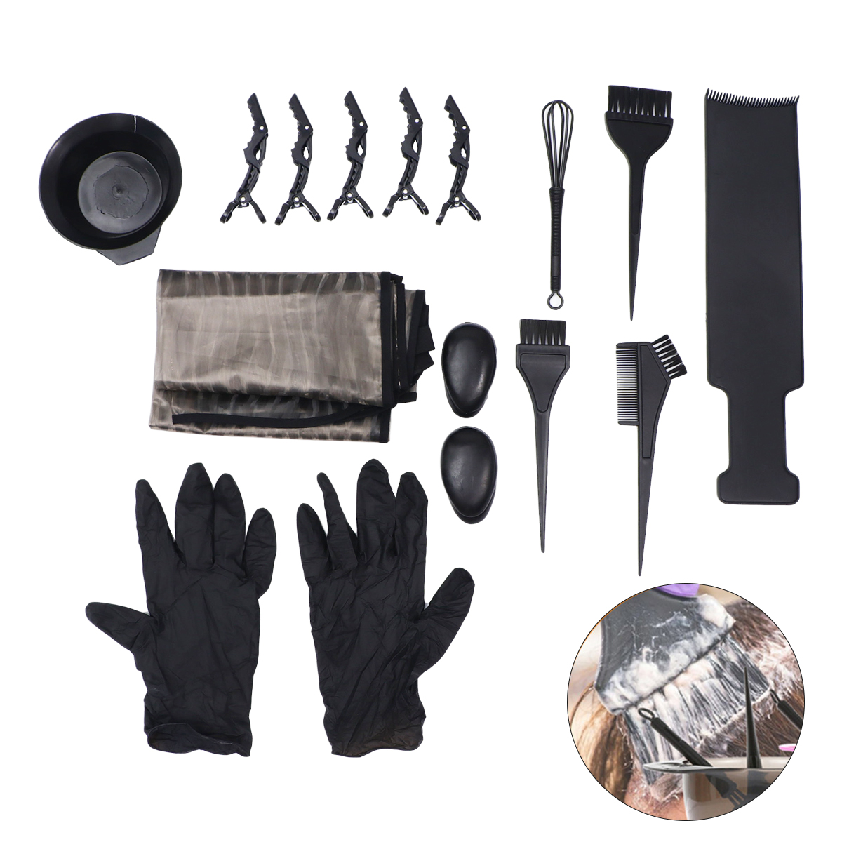 Monyance Hair Brush 15pcs Hair Dye Salon Tool Set with Cape, Bowl, Brush & Ear Cover(13.78X3.39X0.2Inches)