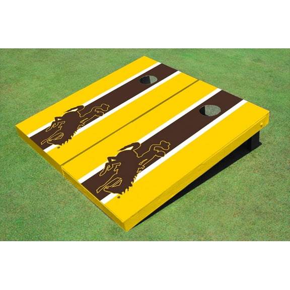 University Of Wyoming Cowboys Brown And Gold Matching Long Stripe Cornhole Boards