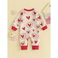 thumbnail image 3 of Infant Baby Valentines Day Jumpsuits Casual Long Sleeve Round Neck Heart Print Rompers, 3 of 7