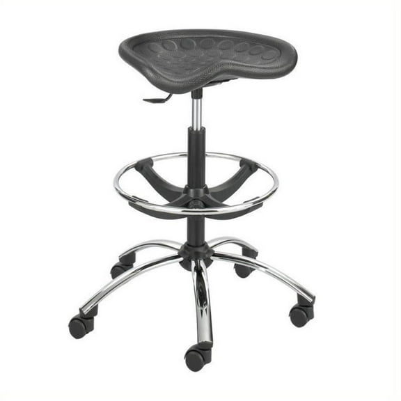 Scranton & Co Black Drafting Chair with Chrome Base