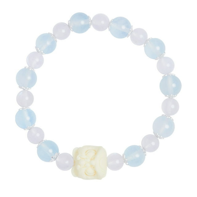 Pulsera de plata S925 con cuentas de aguamarina y piedra lunar para mujer