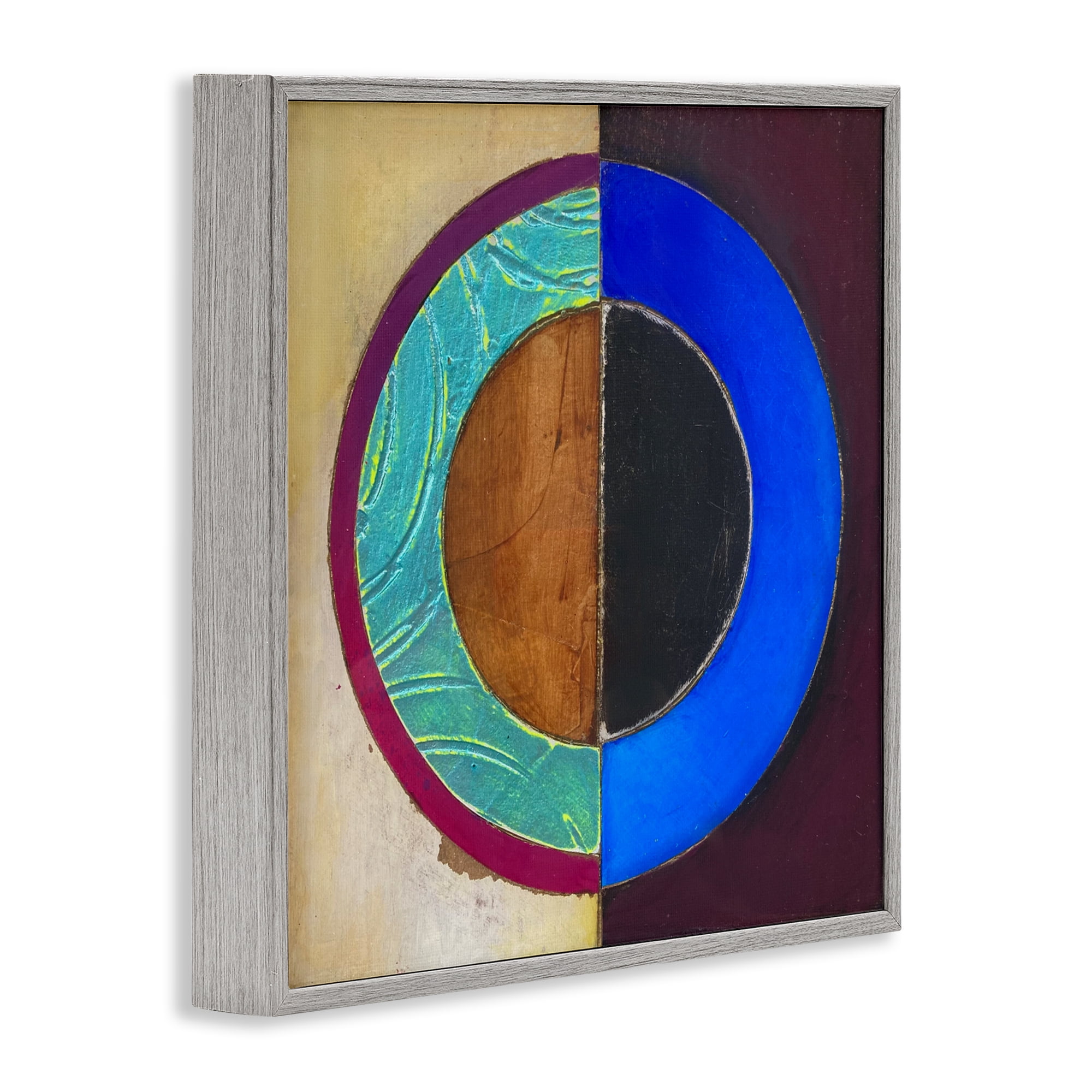 Stupell Industries Nautical Split Circle Gray Framed Giclee Art, design by Matthew Finger