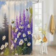 thumbnail image 4 of Fabric Shower Curtain Oil Painting Style White Daisy Purple Lavender Bees Garden Shower Curtains with 12 Hooks Waterproof Machine Washable Bath Curtains for Bathroom, 36 x 72in, 4 of 6