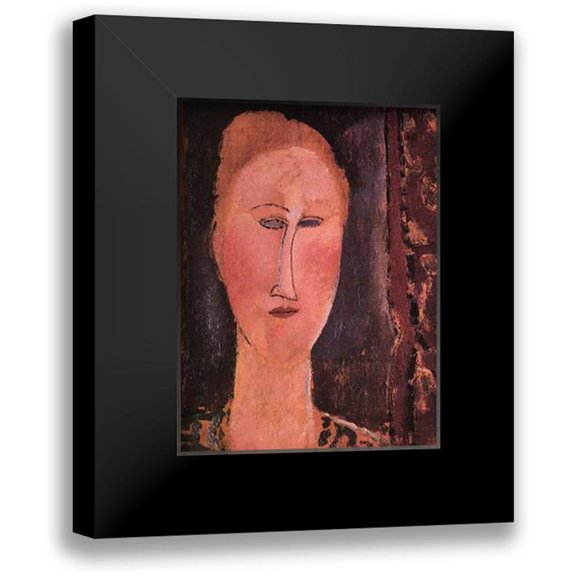Modigliani, Amedeo 12x14 Black Modern Framed Museum Art Print Titled - Head Of A Woman 2
