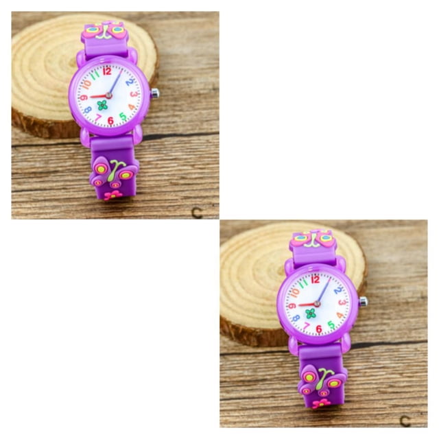 Guardoinrt Cute 3D Cartoon Childrens Watch Waterproof Rubber Quartz Wristwatch For Kids Accurate Timing 2Set