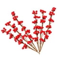 thumbnail image 1 of CIMAXIC 6 Pcs Plantes de Baies Rouges Simulées Branche de Baies de Noël Décoration de Bureau DIY, 9.84"X1.18"X1.18 Pouces, 1 of 5
