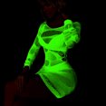 thumbnail image 1 of Pink Temptation Luminous Sexy Lingerie Fishnet Stockings Glowing Shiny plus Size Advanced Top Open Crotch Free off One-Piece Uniform Fluorescent, 1 of 1