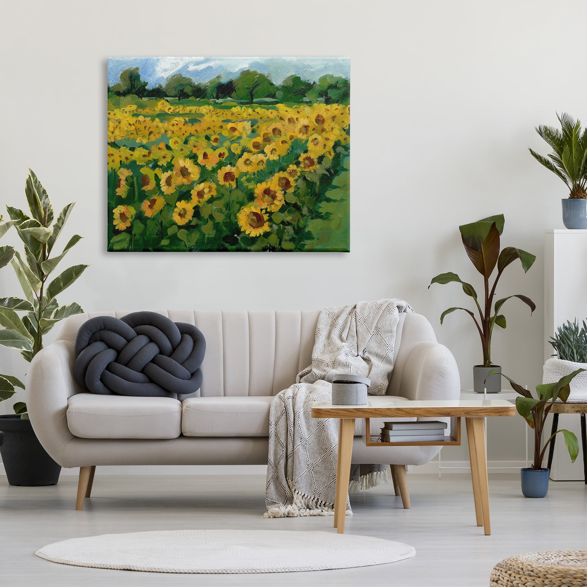 Stupell Industries Sunflower Farm Painting Botanical & Floral Painting Gallery Wrapped Canvas Art Print Wall Art, 48 x 36