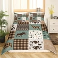 thumbnail image 2 of Rustic Bear Deer Duvet Cover Queen,Country Cabin Bedding Set Teens Brown Checkered Buffalo Plaid Comforter Cover Moose Woodland Wildlife Patchwork Quilt Cover Camping Tent Farmhouse Decor, 2 of 5