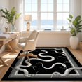 thumbnail image 3 of Design&I 4'x6' Ultra Soft Area Rug, Snake Animal Print Abstract Serpent With Modern Geometric Border None Fluffy Washable Non Shedding for Bedroom Living Room Home Office, 3 of 7