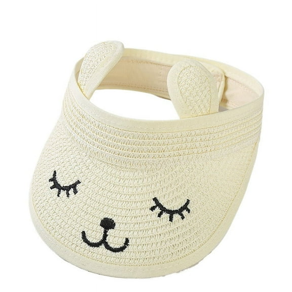 Kids Toddler Straw Sun Visor Hat Wide Brim Beach Hat for Girls Boys