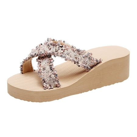 

Christmas Slippers for Women Snowman Women Slippers Summer New Pattern Fashion Indoor And Outdoor Wedge Comfortable And Non Slip Ethnic Style Beach Sandals