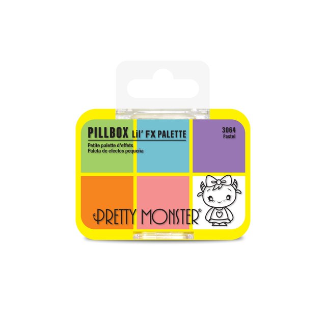 Pretty Monster Pillbox Compact Face Body Paint con pincel | 6 colores profesionales para Halloween, cosplay, fiesta, teatro, escenario, maquillaje para niños adultos (pastel)