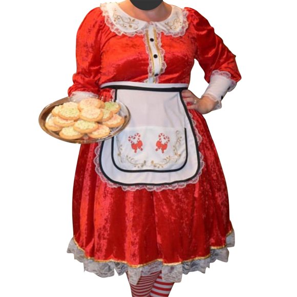 Diconna Women Mrs. Santa Claus Halloween Costume Adult Cosplay Party Christmas Dress Xmas Fancy Outfit