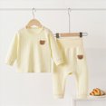 thumbnail image 2 of xaweyi Infant Baby Waffle Fall Outfits Solid Color Long Sleeve Sweatshirt Tops Pants Set Winter Clothes for Boys Girls, 2 of 6