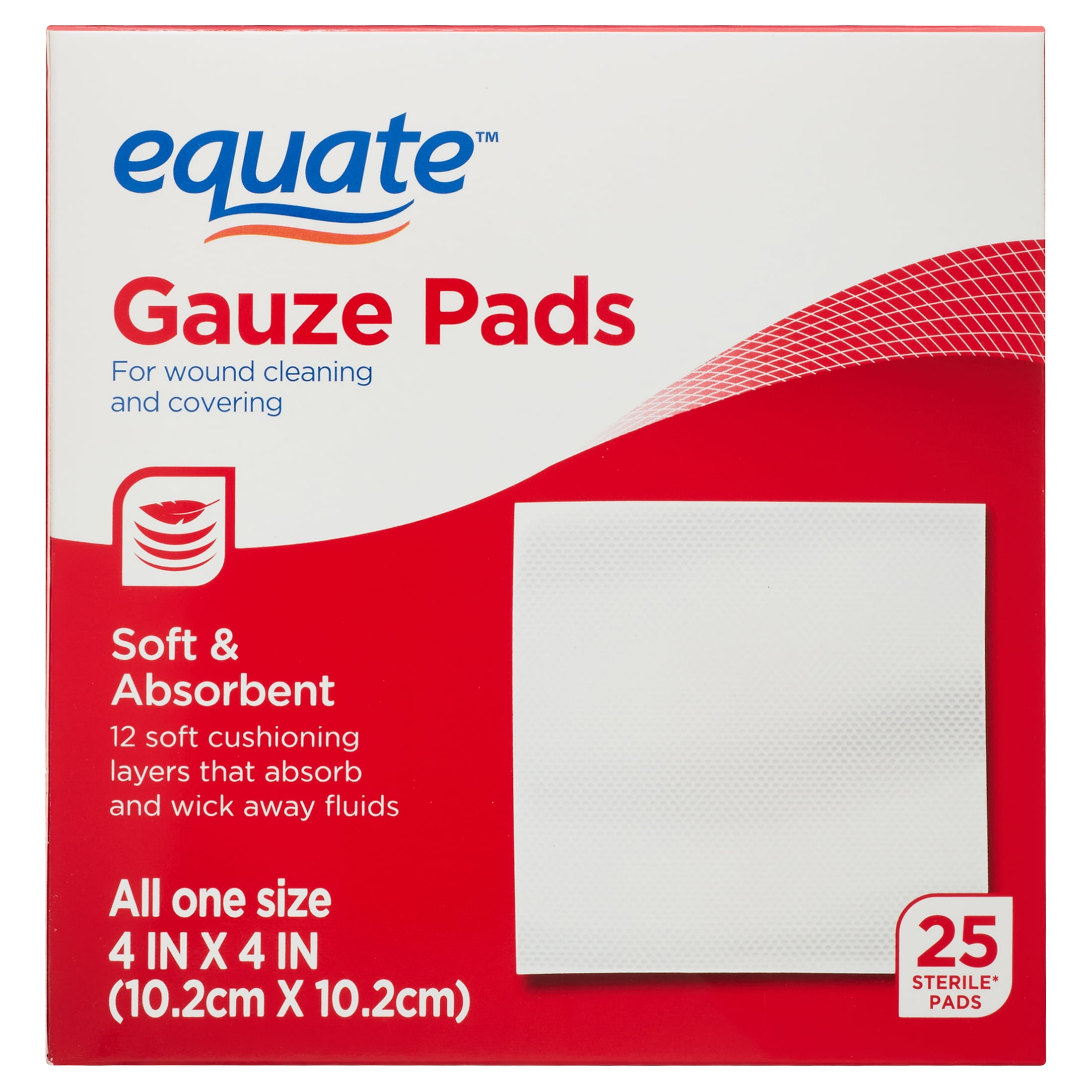 Equate Gauze Pads, 4"x 4", 25 Count