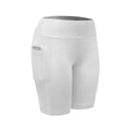 thumbnail image 2 of Women High Waisted Biker Shorts with Side Pockets Tummy Control Athletic Workout Running Yoga Gym Shorts,White, 2 of 9