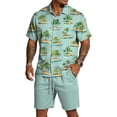 thumbnail image 2 of longantii 2 Pieces Outfit for Men Breathable Button Down Hawaiian Tops and Shorts Comfy Short Sleeve Beach Blouses and Shorts 2026 Shirt and Beach Shorts Sets Mint Green L, 2 of 6
