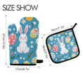 thumbnail image 2 of Yayeee Oven Mitts and Pot Holder Set of 2 Heat Resistant Kitchen Gloves Baking Hot Pad, Blue Easter Bunny, 2 of 5