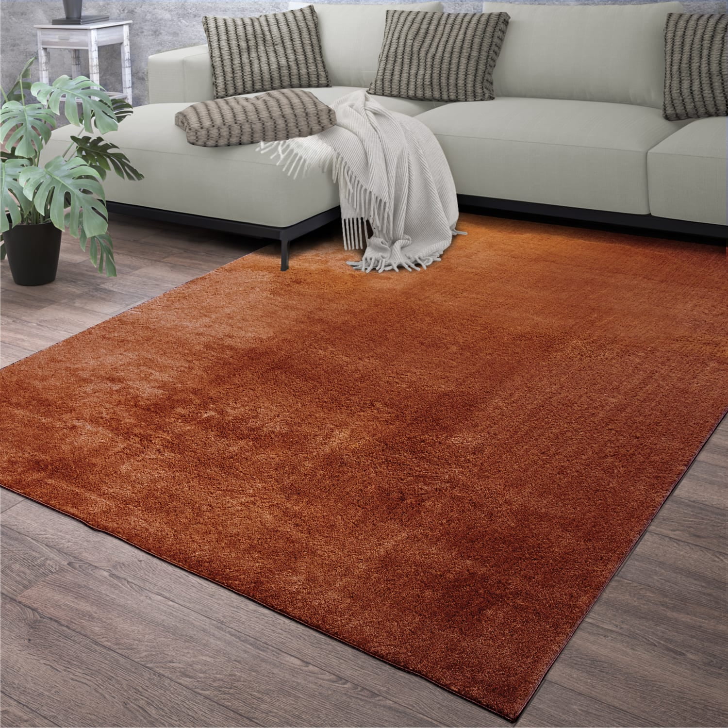 Paco Home Soft Washable Area Rug In Copper Brown - 3'11" x 5'7" (4'x6')